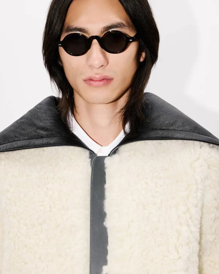 Men Reversible Shearling Blouson In Lambskin Leather Black Kenzo Jackets And Coats