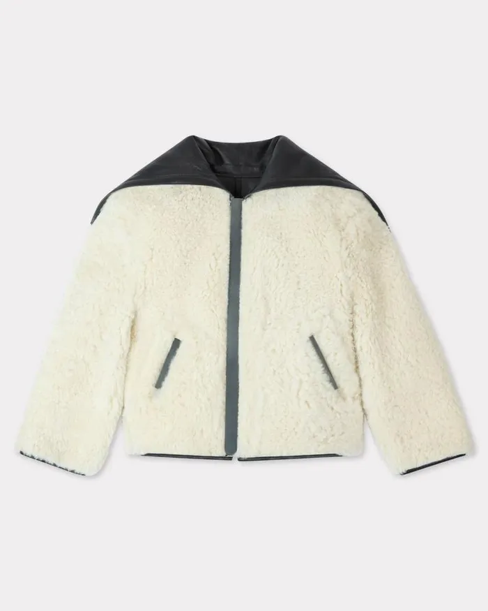 Men Reversible Shearling Blouson In Lambskin Leather Black Kenzo Jackets And Coats