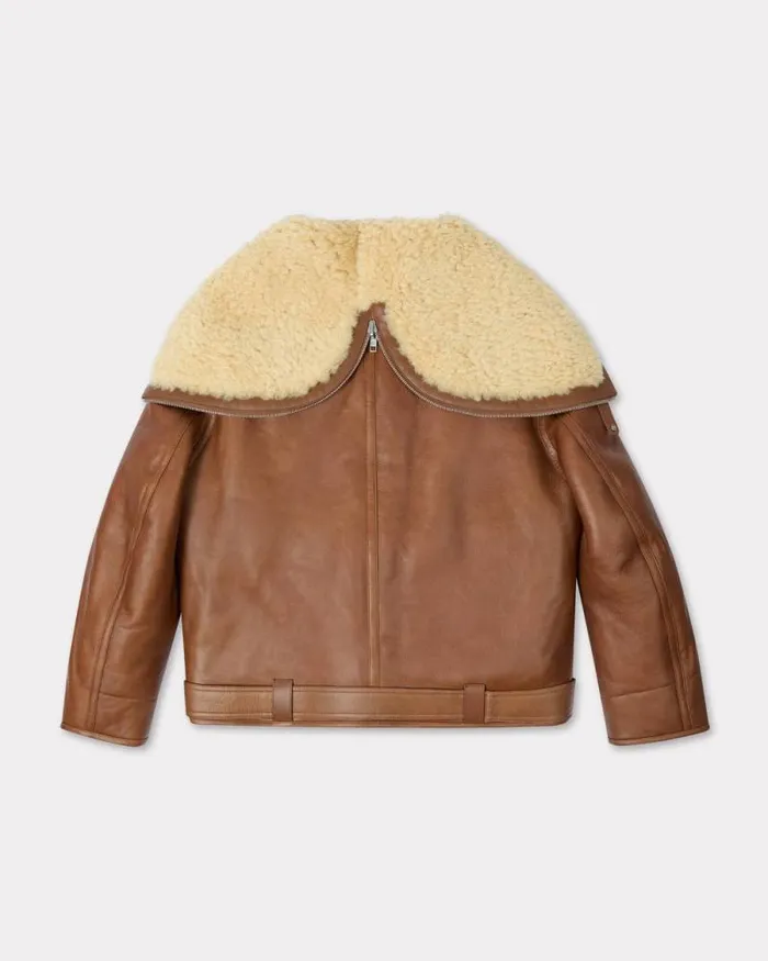 Men Reversible Shearling Blouson In Lambskin Leather Dark Camel Kenzo Jackets And Coats