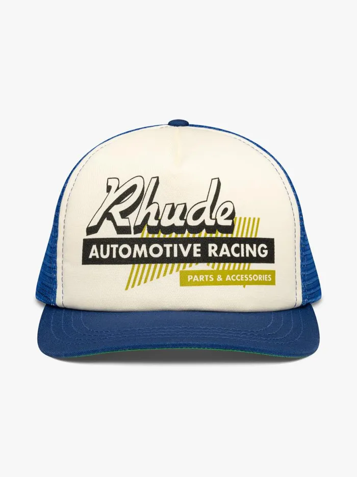 Men Rhude Hats AUTO RACING TRUCKER HAT Navyivory