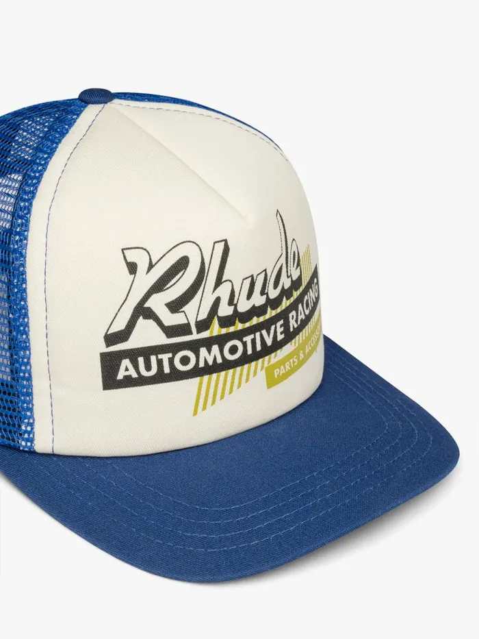Men Rhude Hats AUTO RACING TRUCKER HAT Navyivory