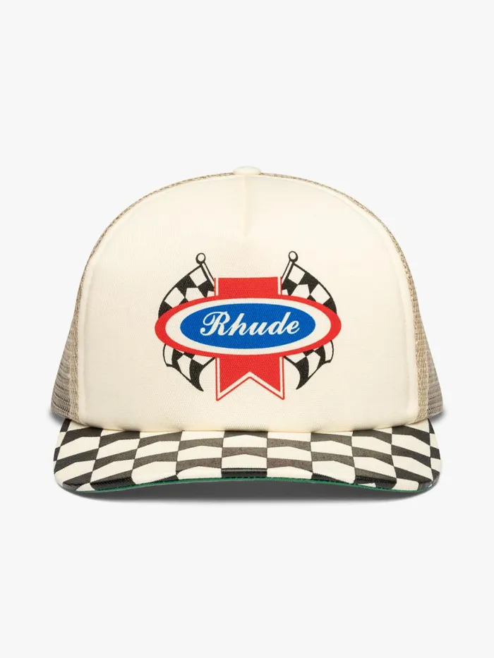 Men Rhude Hats CHEVRON RALLY TRUCKER HAT Offwhite