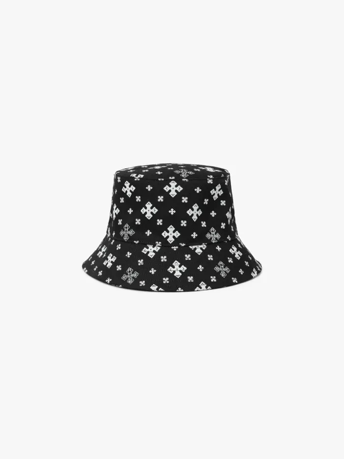 Men Rhude Hats CROSS BANDANA BUCKET HAT Blackwhite