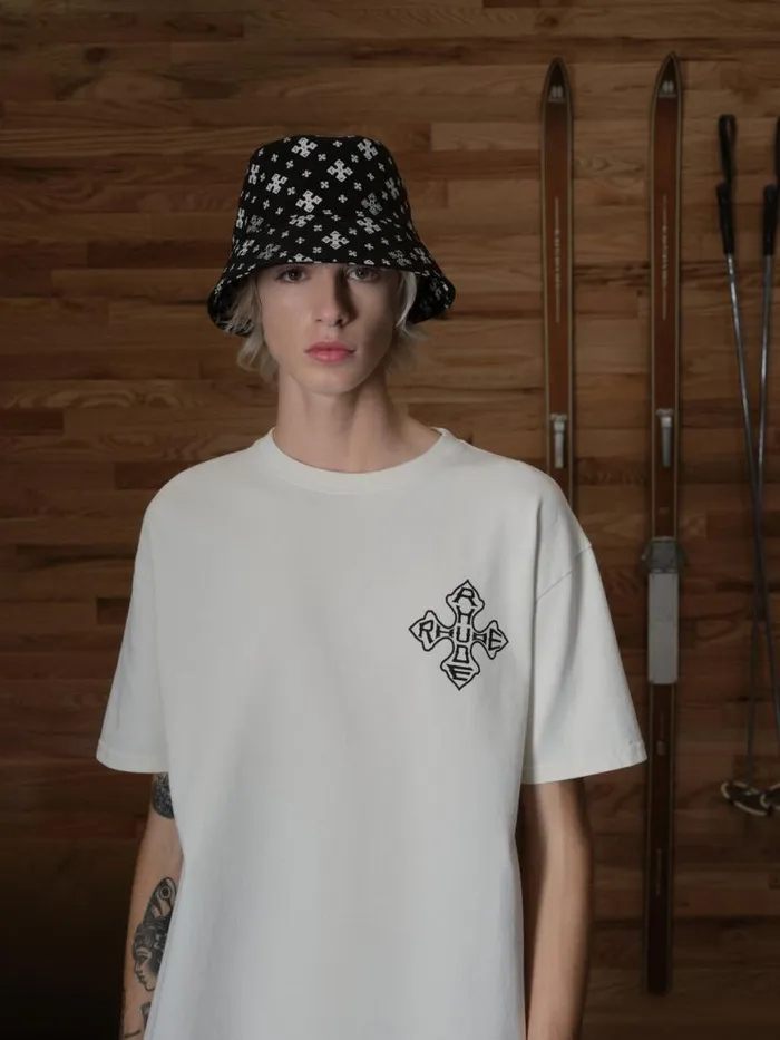 Men Rhude Hats CROSS BANDANA BUCKET HAT Blackwhite