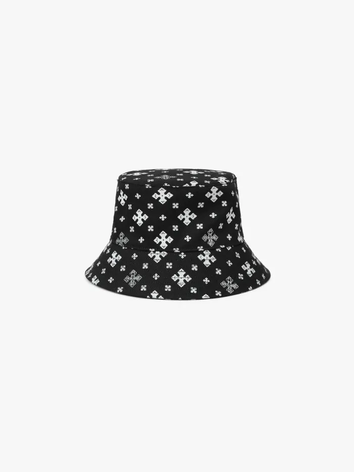 Men Rhude Hats CROSS BANDANA BUCKET HAT Blackwhite