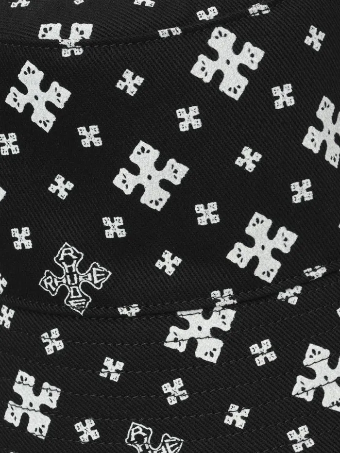 Men Rhude Hats CROSS BANDANA BUCKET HAT Blackwhite