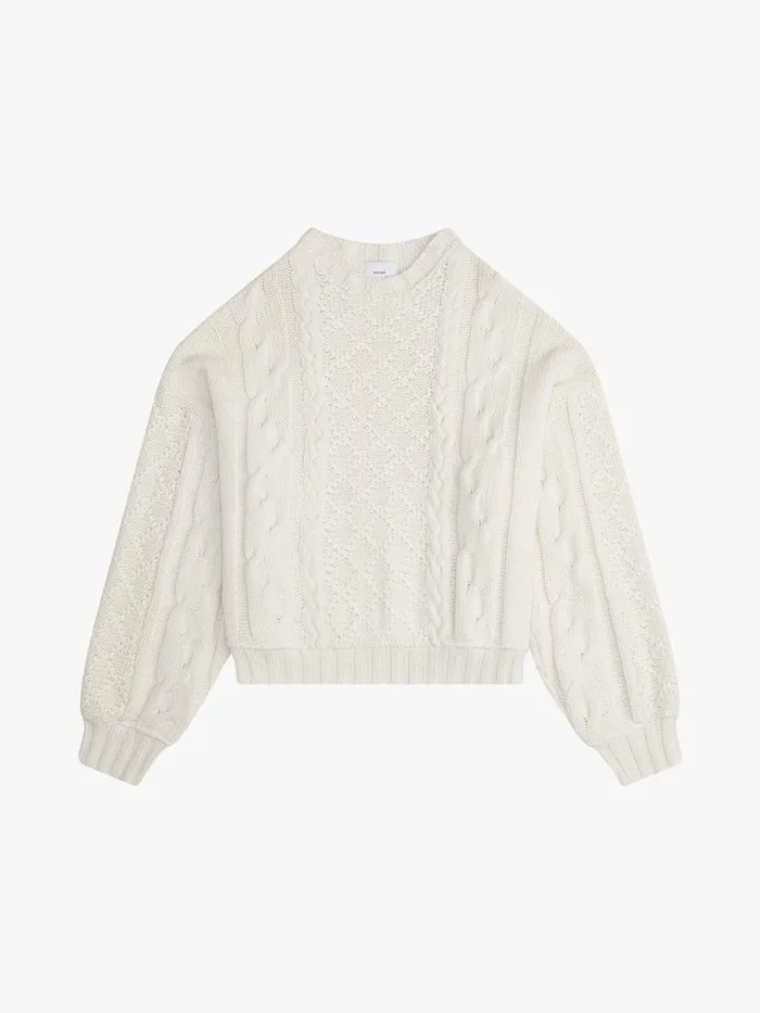 Men Rhude Luxe Knitwear CABLE KNIT CREWNECK Creme