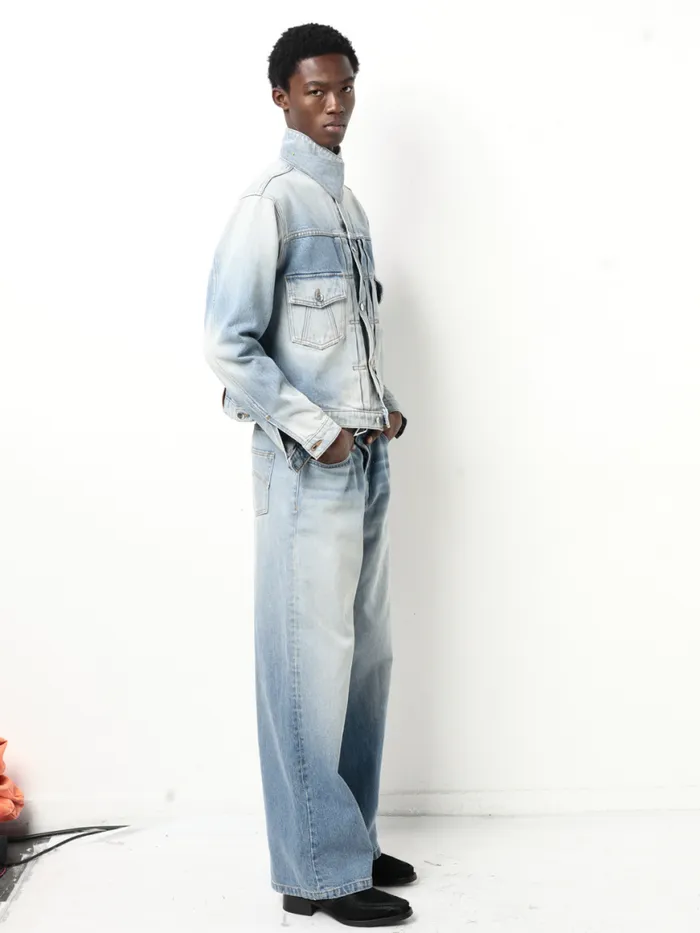 Men Rhude Outerwear NECKSTRAP DROPNECK DENIM TRUCKER JACKET Indigo