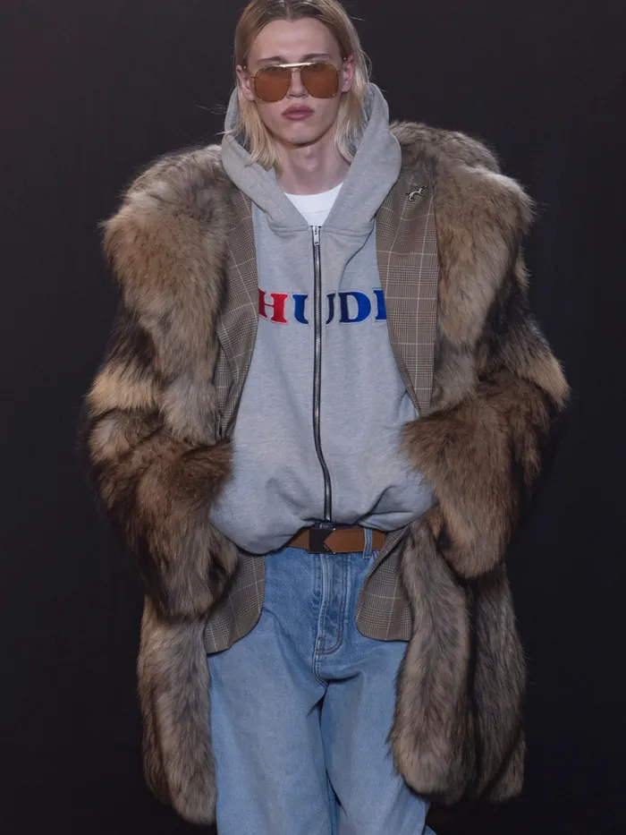 Men Rhude Outerwear VINTAGE FUR COAT Dark Cognac