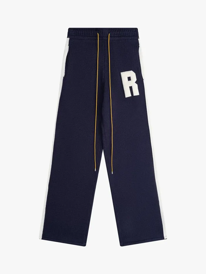 Men Rhude Pants LIGHTNING KNIT PANT Navywhite