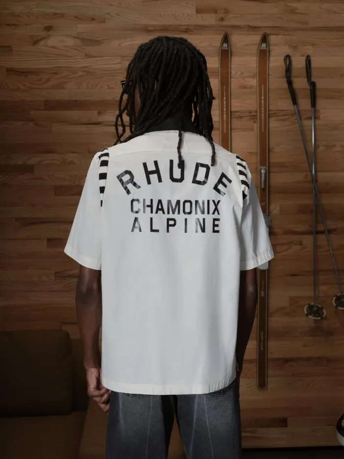 Men Rhude Shirts CHAMONIX ALPINE SHIRT Whiteblack Men Rhude Shirts CHAMONIX ALPINE SHIRT Whiteblack