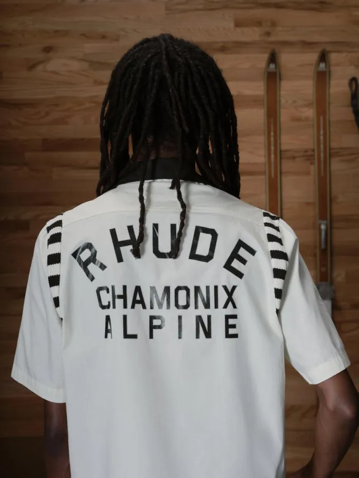 Men Rhude Shirts CHAMONIX ALPINE SHIRT Whiteblack Men Rhude Shirts CHAMONIX ALPINE SHIRT Whiteblack