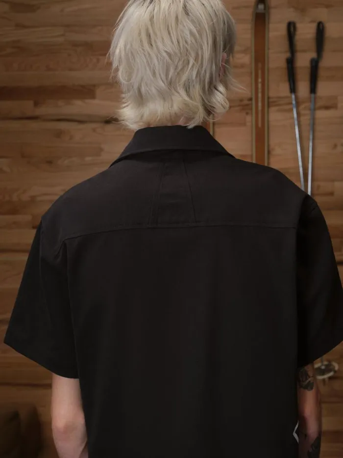Men Rhude Shirts CROSS LOGO SNAP SHIRT Black Men Rhude Shirts CROSS LOGO SNAP SHIRT Black