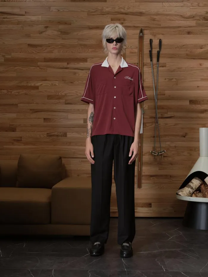 Men Rhude Shirts MONTBLANC BOWLING SHIRT Maroonwhite Men Rhude Shirts MONTBLANC BOWLING SHIRT Maroonwhite