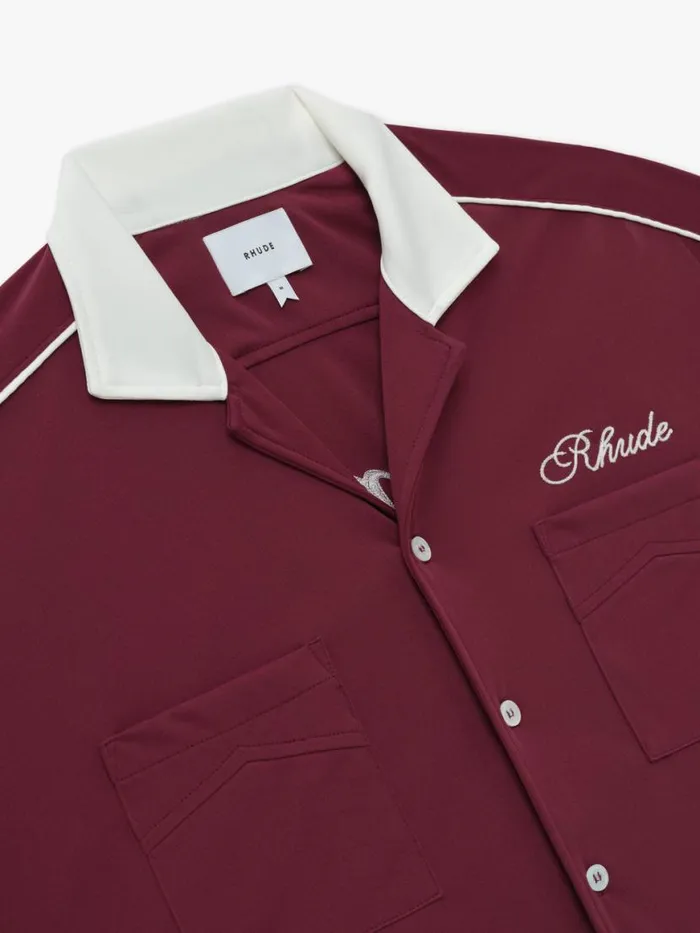 Men Rhude Shirts MONTBLANC BOWLING SHIRT Maroonwhite Men Rhude Shirts MONTBLANC BOWLING SHIRT Maroonwhite