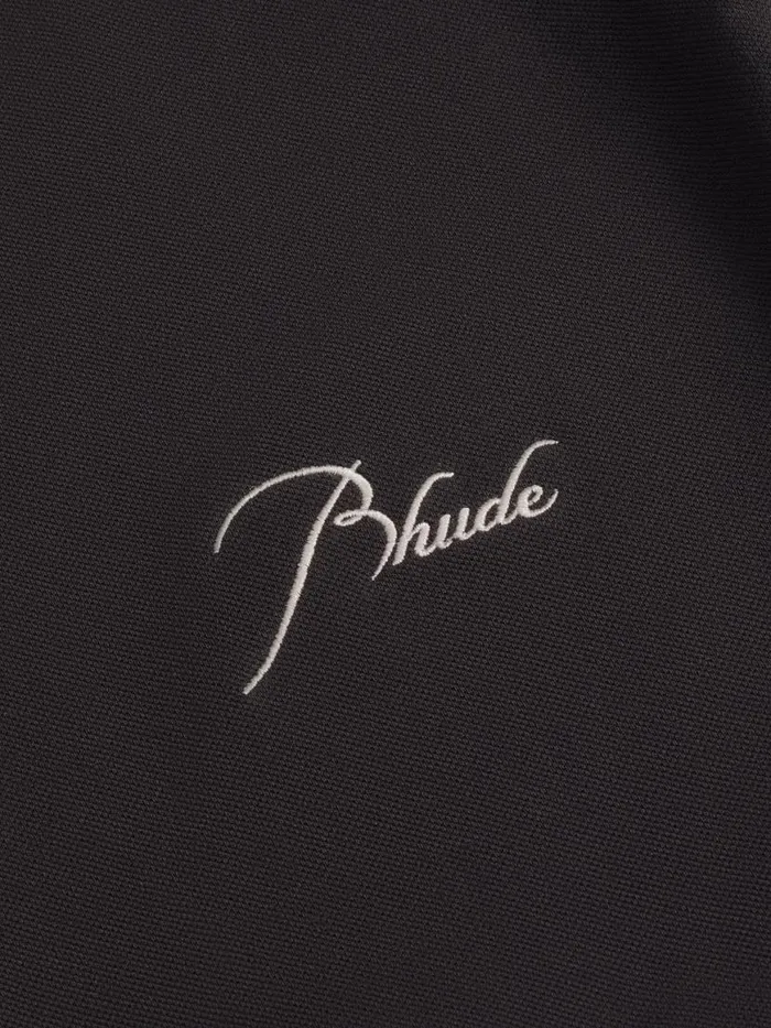 Men Rhude Shirts PIQUE SNAP SHORT SLEEVE POLO Black