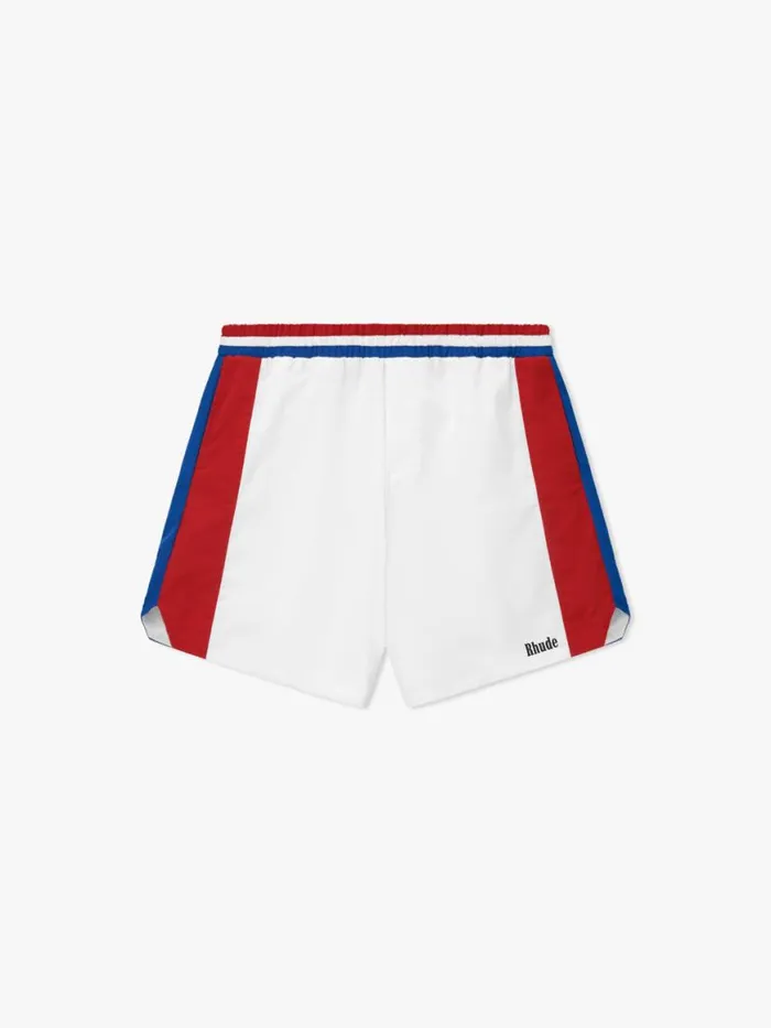 Men Rhude Shorts CHEVRON TRACK SHORTS Whitebluered