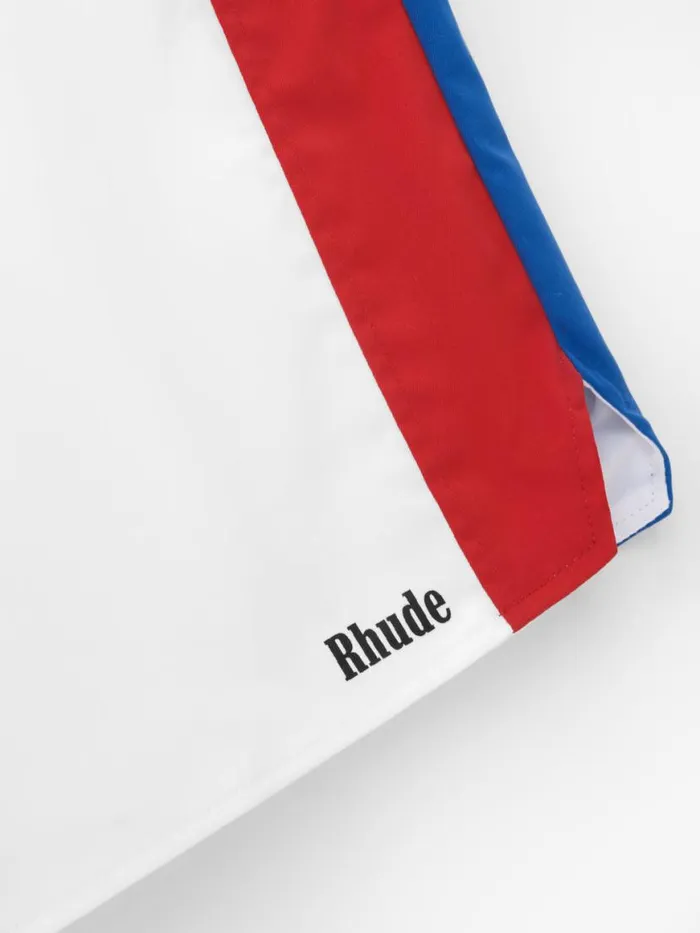 Men Rhude Shorts CHEVRON TRACK SHORTS Whitebluered Men Rhude Shorts CHEVRON TRACK SHORTS Whitebluered