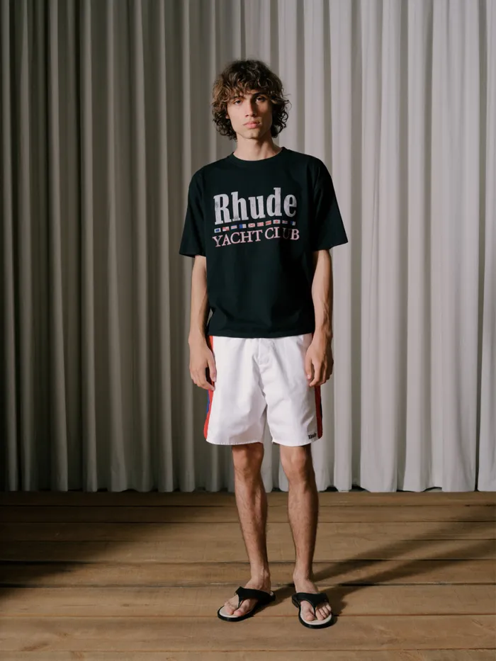 Men Rhude Shorts CHEVRON TRACK SHORTS Whitebluered Men Rhude Shorts CHEVRON TRACK SHORTS Whitebluered