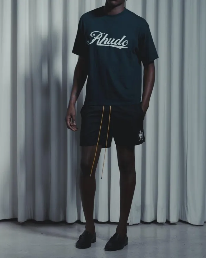 Men Rhude Shorts CREST SWIM TRUNKS Black