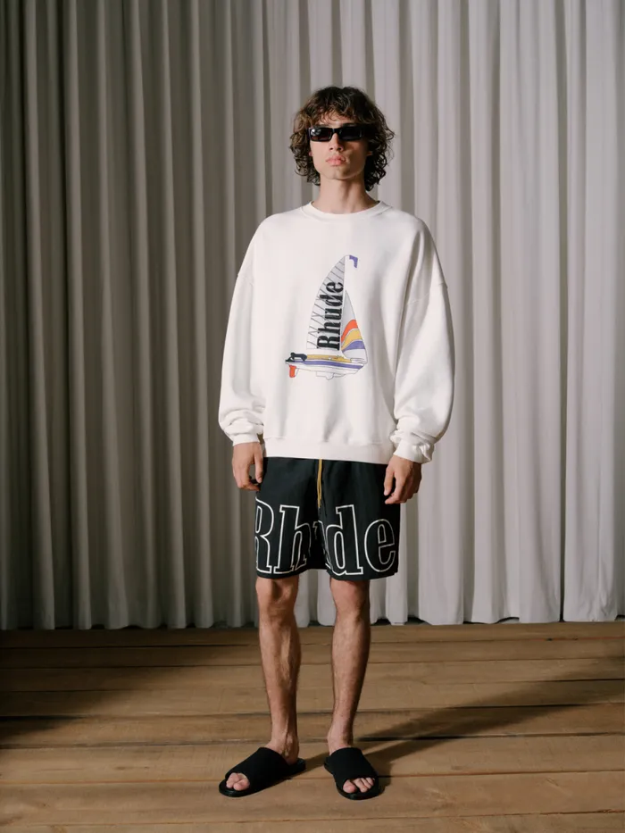 Men Rhude Sweatshirts CATAMARAN CHAMPION CREWNECK Cream