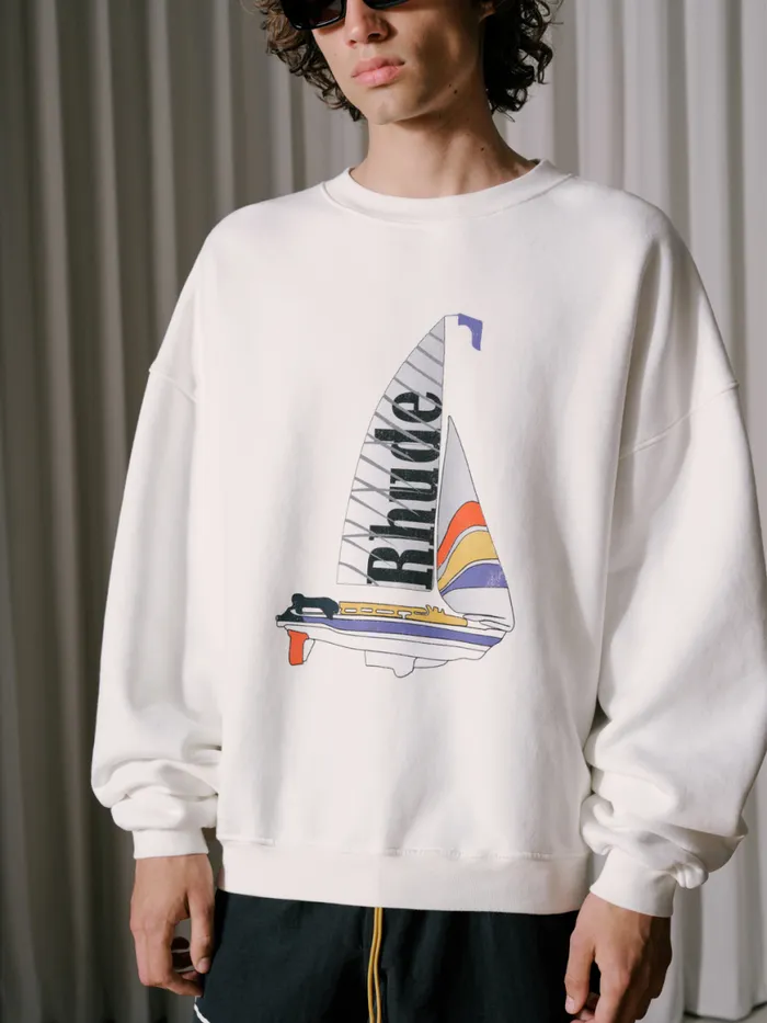 Men Rhude Sweatshirts CATAMARAN CHAMPION CREWNECK Cream