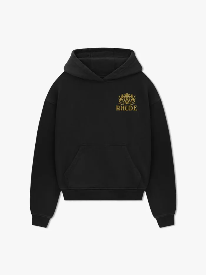 Men Rhude Sweatshirts CRESTA CIGAR HOODIE Vtg Black