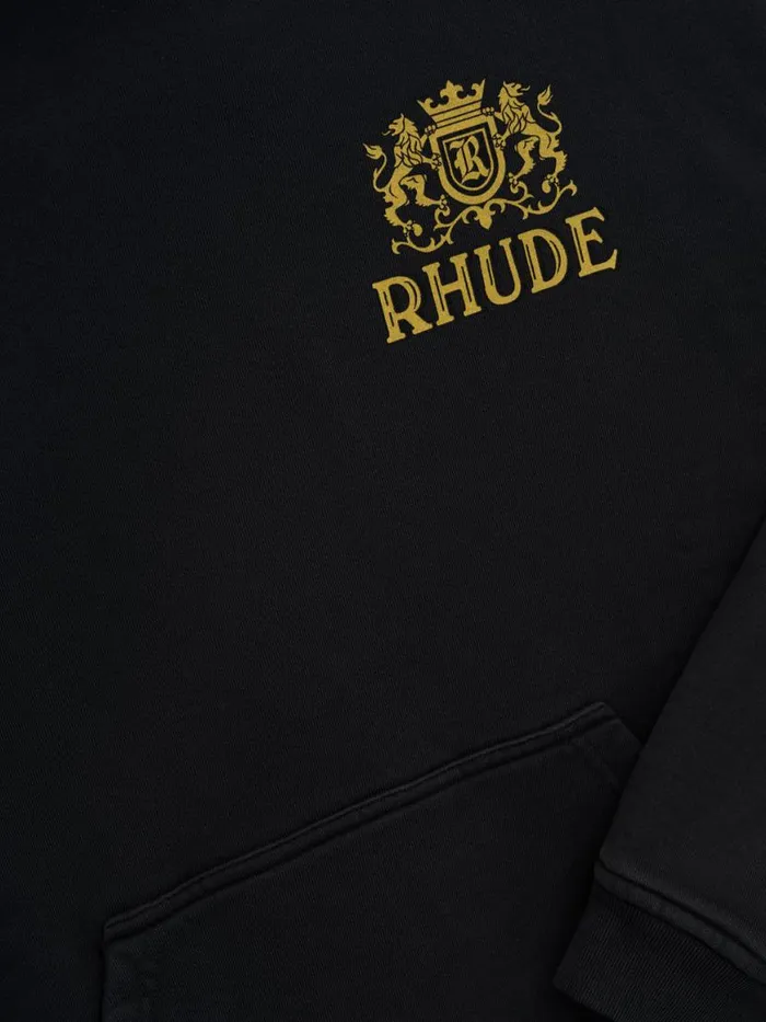 Men Rhude Sweatshirts CRESTA CIGAR HOODIE Vtg Black