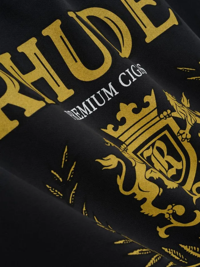 Men Rhude Sweatshirts CRESTA CIGAR HOODIE Vtg Black