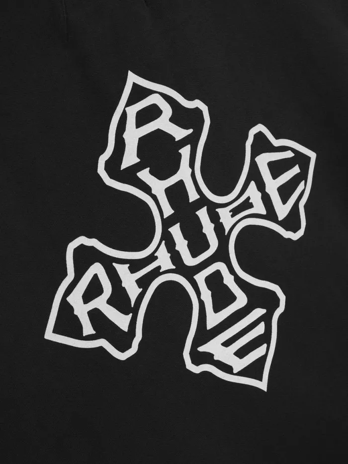 Men Rhude Sweatshirts CROSS ZIPUP HOODIE Black