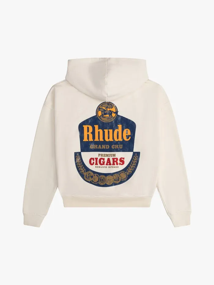 Men Rhude Sweatshirts GRAND CRU HOODIE Vtg White