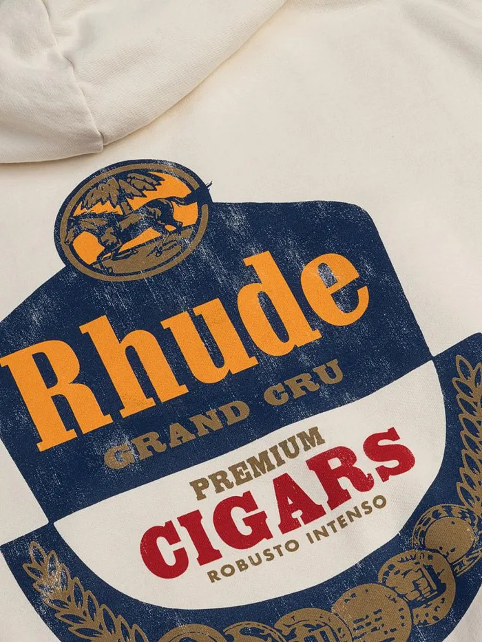 Men Rhude Sweatshirts GRAND CRU HOODIE Vtg White