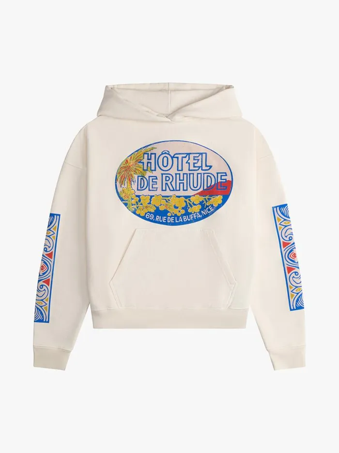 Men Rhude Sweatshirts HOTEL HOODIE Vtg White