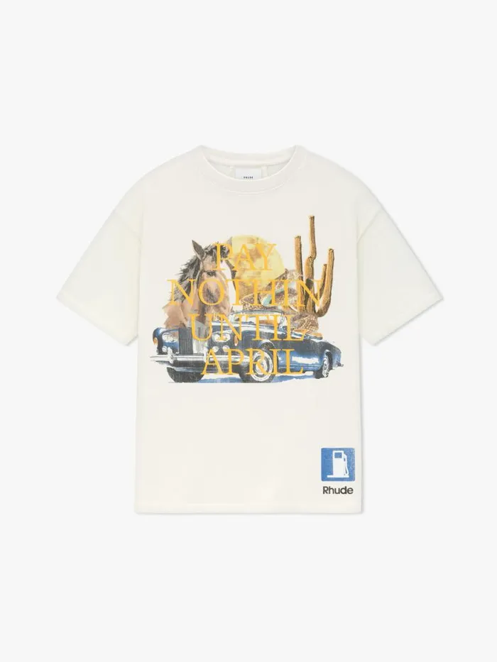 Men Rhude Tees DESERTO MOTORS TEE Vtg White