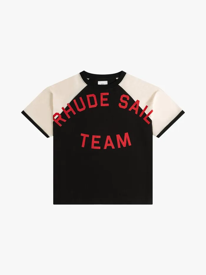 Men Rhude Tees OIL CORP RAGLAN TEE Vtg Black Vtg Offwhite