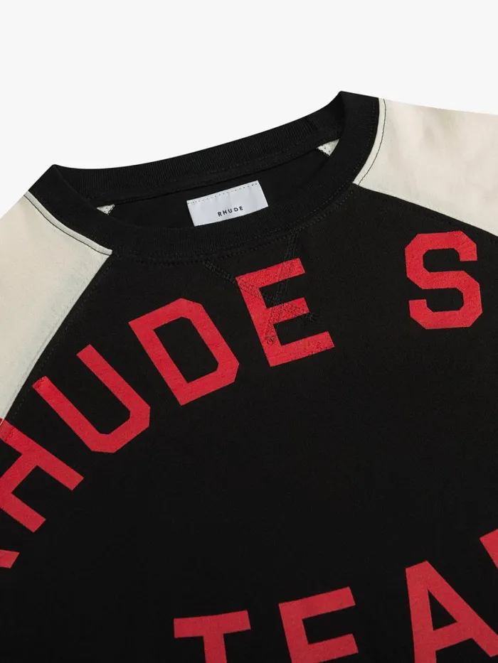 Men Rhude Tees OIL CORP RAGLAN TEE Vtg Black Vtg Offwhite