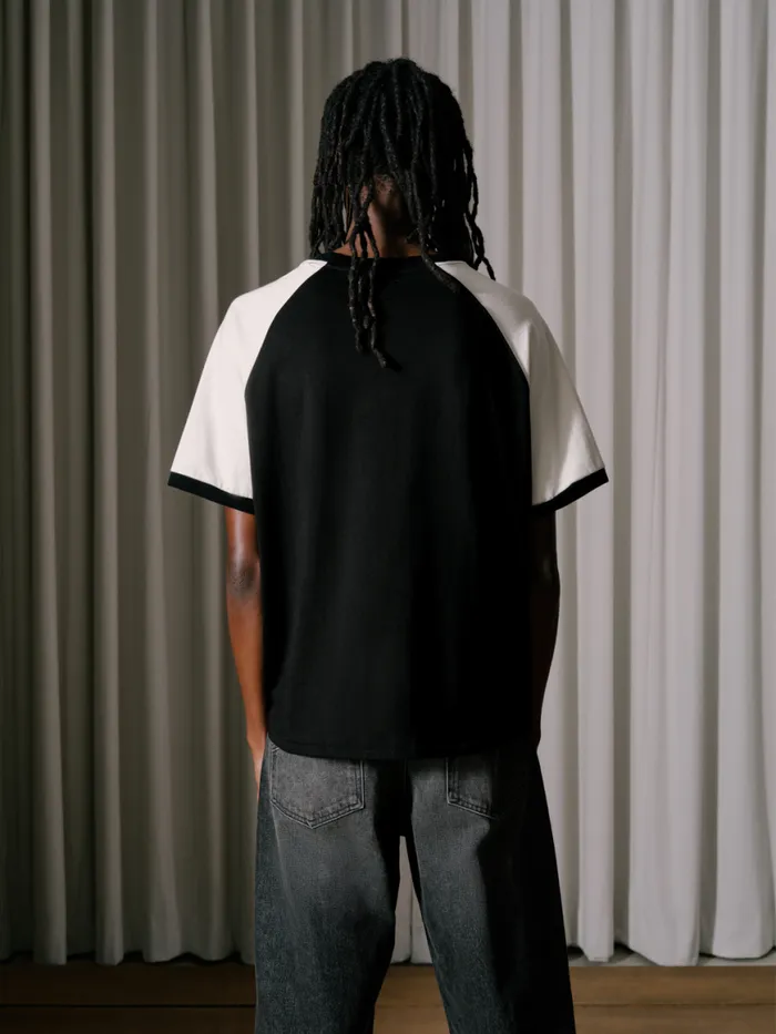 Men Rhude Tees OIL CORP RAGLAN TEE Vtg Black Vtg Offwhite