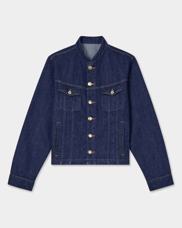 Men School Boy Jacket In Japanese Denim Rinse Blue Denim Kenzo Denim