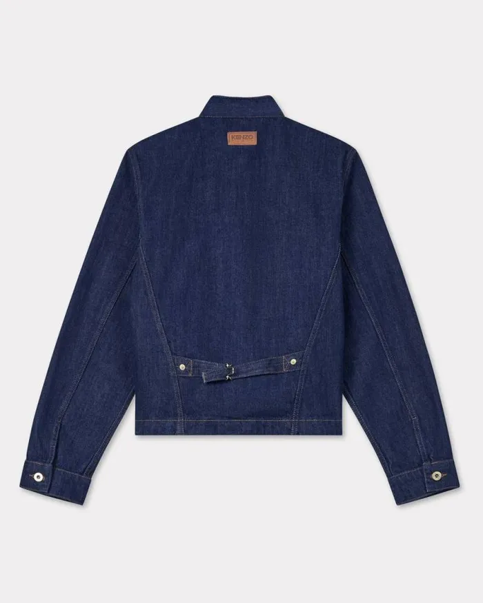 Men School Boy Jacket In Japanese Denim Rinse Blue Denim Kenzo Denim