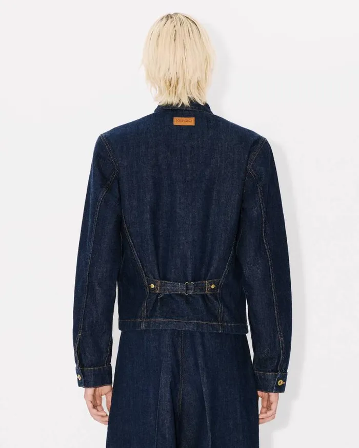 Men School Boy Jacket In Japanese Denim Rinse Blue Denim Kenzo Denim