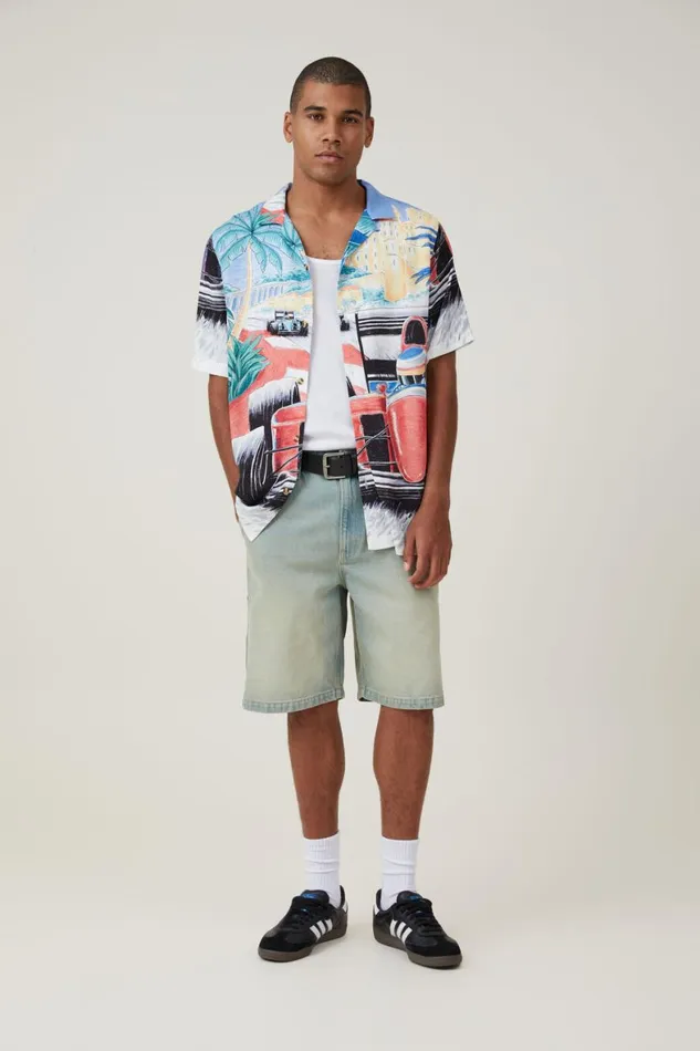 Men Shirts and Polos Cotton On Pit Stop Short Sleeve Shirt Chicane
