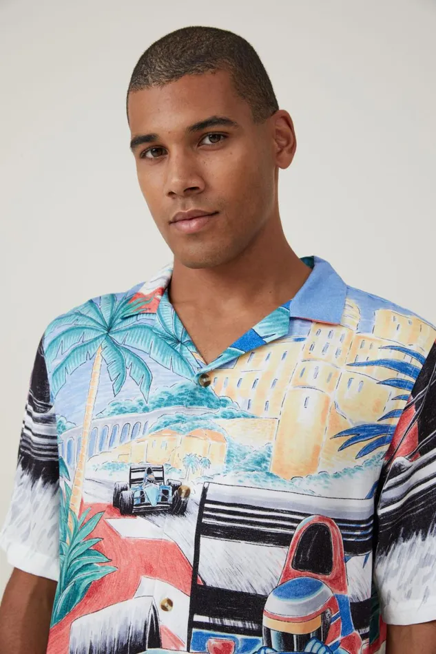 Men Shirts and Polos Cotton On Pit Stop Short Sleeve Shirt Chicane