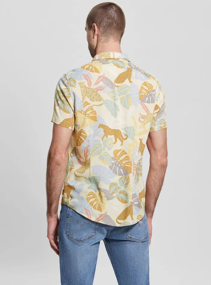 Men Shirts GUESS Eco Leopard Jungle Rayon Shirt Men Shirts GUESS Eco Leopard Jungle Rayon Shirt