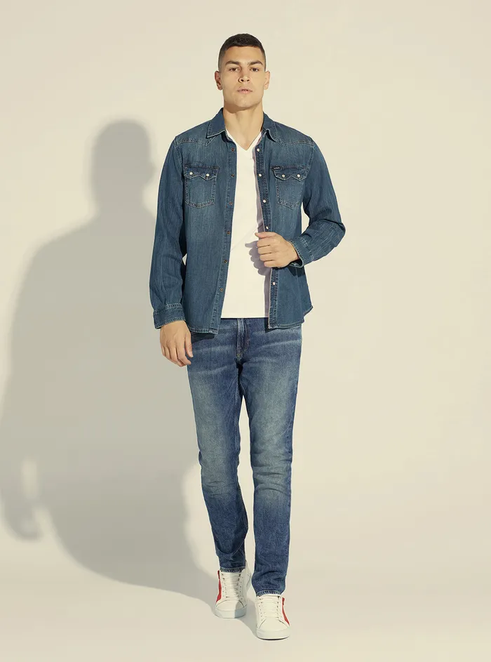 Men Shirts GUESS Nox Blue Western Shirt Men Shirts GUESS Nox Blue Western Shirt