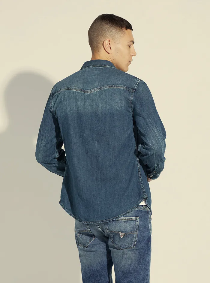 Men Shirts GUESS Nox Blue Western Shirt Men Shirts GUESS Nox Blue Western Shirt