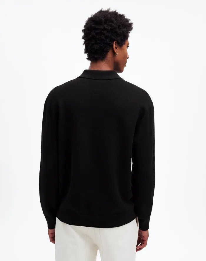 Men Shirts Madewell MilanoKnit Sweater Polo Shirt In Merino Wool True Black