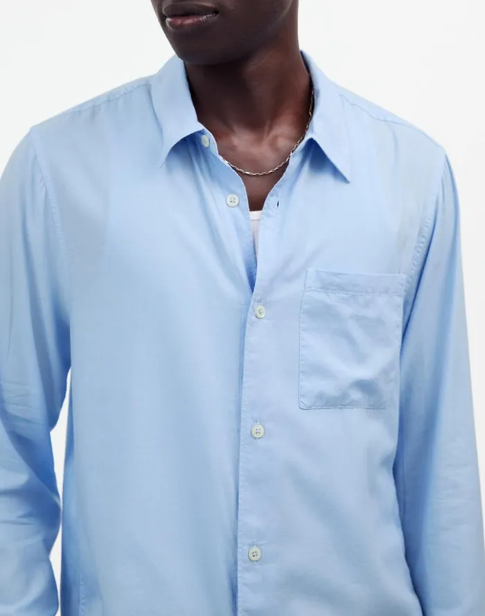Men Shirts Madewell The Perfect Shirt In Softdrape Twill Peri Blue