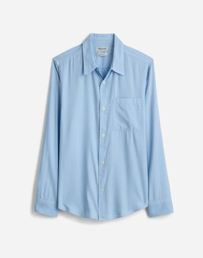 Men Shirts Madewell The Perfect Shirt In Softdrape Twill Peri Blue
