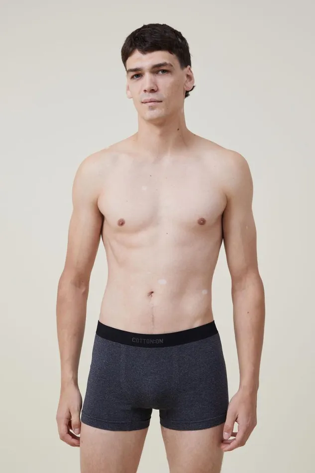 Men Socks and Underwear Cotton On Seamless Trunks Charcoal Marleblack
