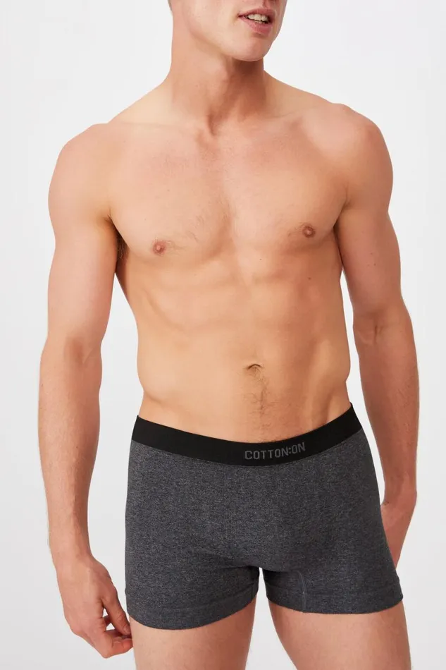 Men Socks and Underwear Cotton On Seamless Trunks Charcoal Marleblack